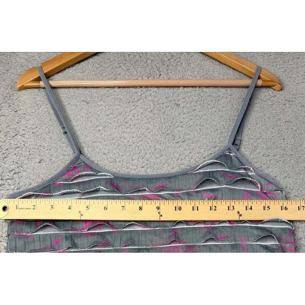 Free People Slip Dress Womens Size S/P Gray Pink Ruffles Strappy Multicolor